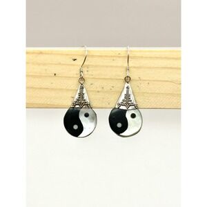 Mother of Pearl Yin Yang Sterling Silver Handmade Earrings